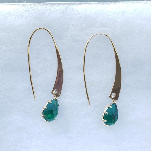 Long Emerald Hook Earrings - Picture 5 of 6